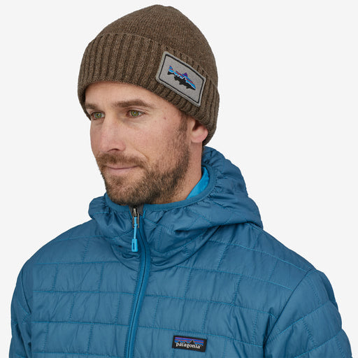 Patagonia Men's Brodeo Beanie- Fitz Roy Trout Patch Ash Tan